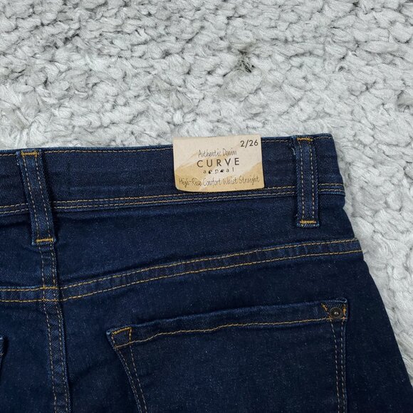 Curve Appeal Jeans High Rise Concealed Comfort Waist Straight Blue Size 2 26 - Picture 3 of 8